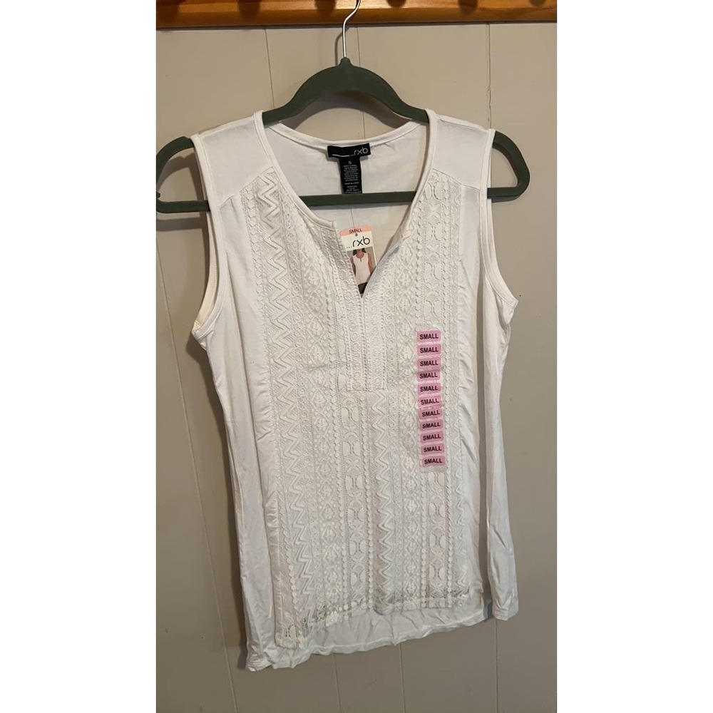 RXB White Sleeveless Lace Detail Top - Small